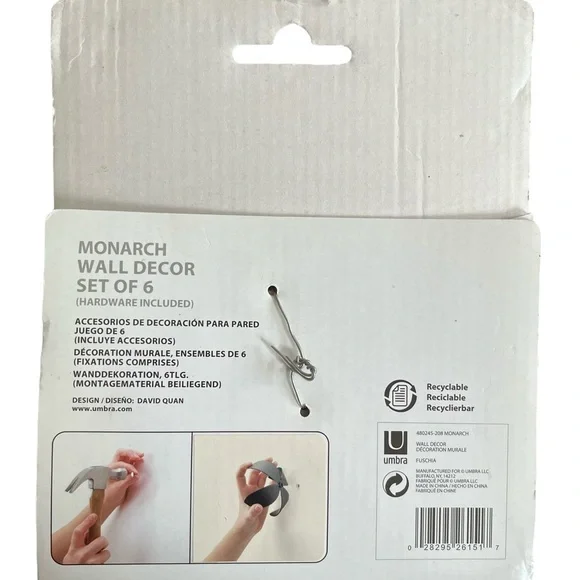 NIP Umbra Pink Butterflies Wall Decor Set of Six - Picture 4 of 8